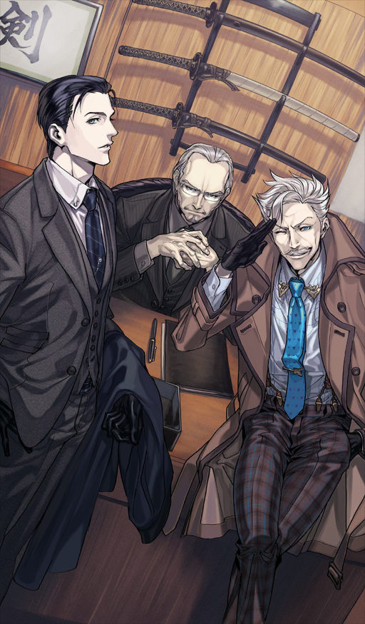 james moriarty, sherlock holmes, and yagyuu munenori (fate and 1 more) drawn by komiya_kuniharu