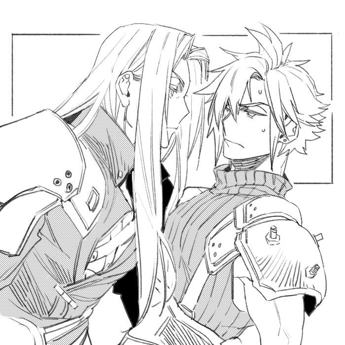 cloud strife and sephiroth (final fantasy and 2 more) drawn by hiryuu_(kugelcruor)