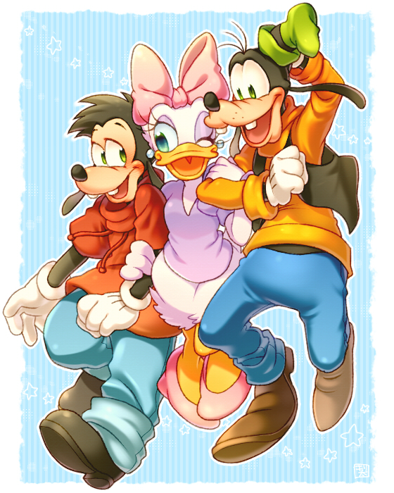 daisy duck, goofy, and max goof (mickey mouse & friends) drawn by kiri_futoshi