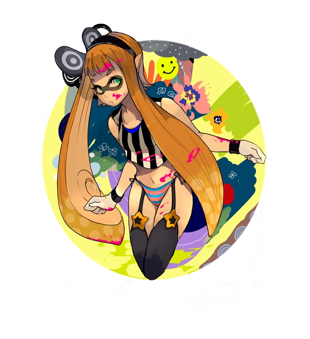 inkling player character and inkling girl (splatoon and 1 more) drawn by atarime-ikasu