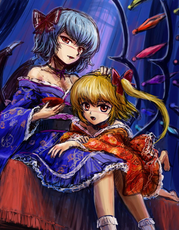 remilia scarlet and flandre scarlet (touhou) drawn by tafuto