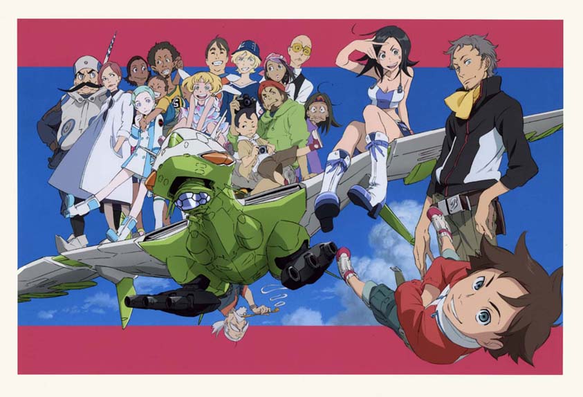 eureka, renton thurston, talho yuuki, holland novak, gidget, and 13 more (eureka seven) drawn by yoshida_ken'ichi