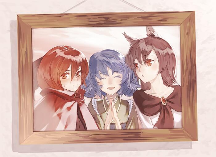 imaizumi kagerou, sekibanki, and wakasagihime (touhou) drawn by yamamomo_(plank)