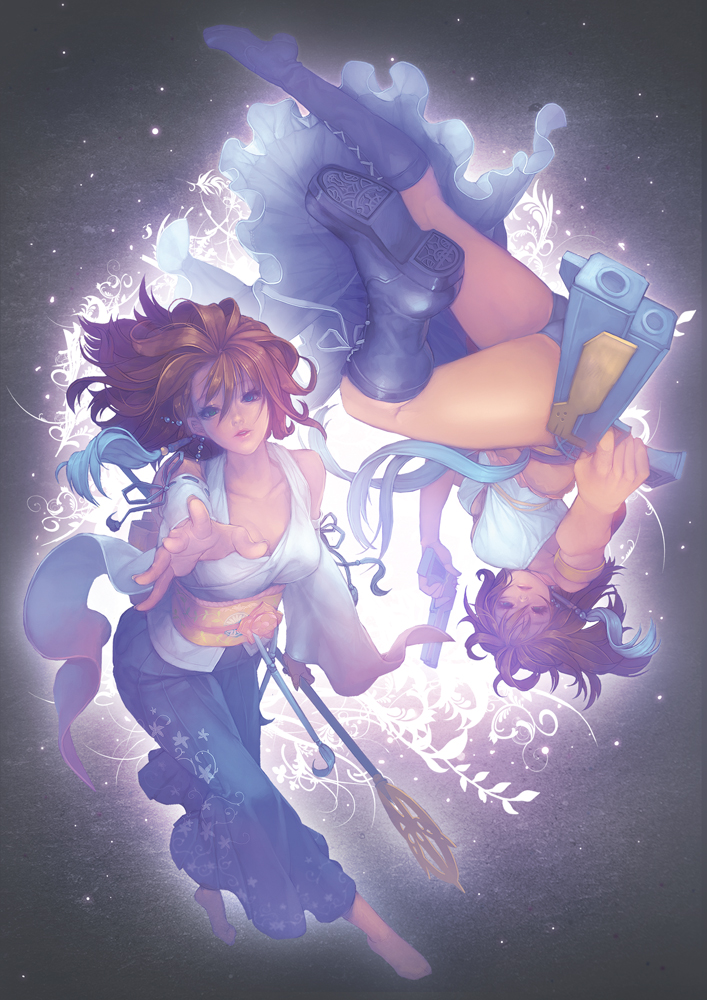 yuna and gunner (final fantasy and 2 more) drawn by love_cacao