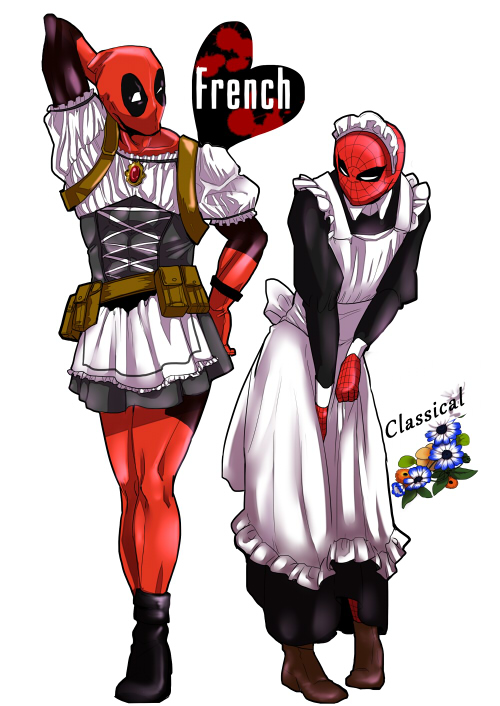 deadpool and spider-man (marvel and 2 more) drawn by masiro