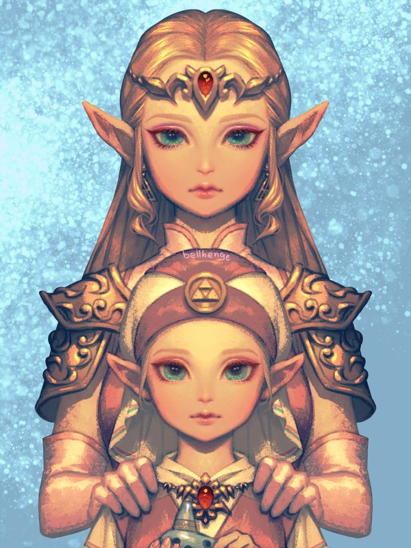 princess zelda and young zelda (the legend of zelda and 1 more) drawn by bellhenge
