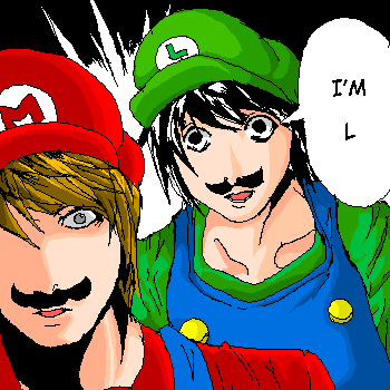 mario, luigi, yagami light, and l (mario and 1 more)
