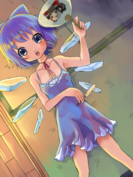 hakurei reimu and cirno (touhou) drawn by sasoribi-dekine