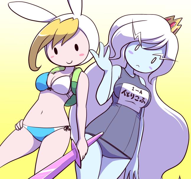 fionna campbell and ice queen (adventure time) drawn by nollety