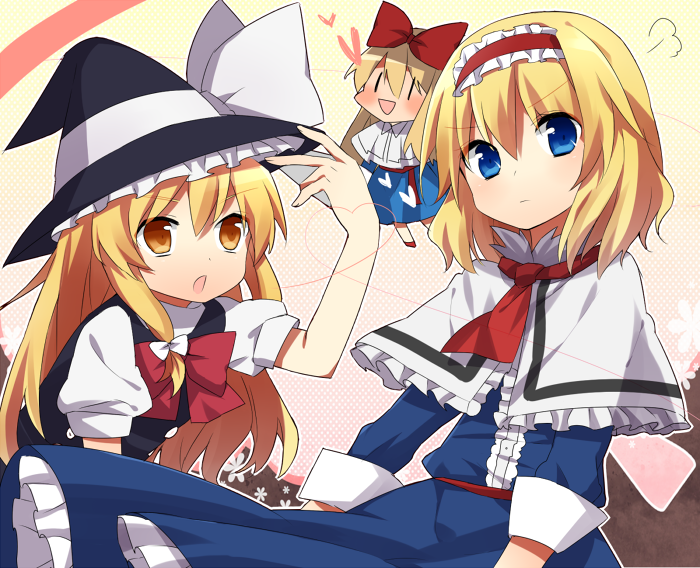 kirisame marisa, alice margatroid, and shanghai doll (touhou) drawn by ichimonme_(ichi)