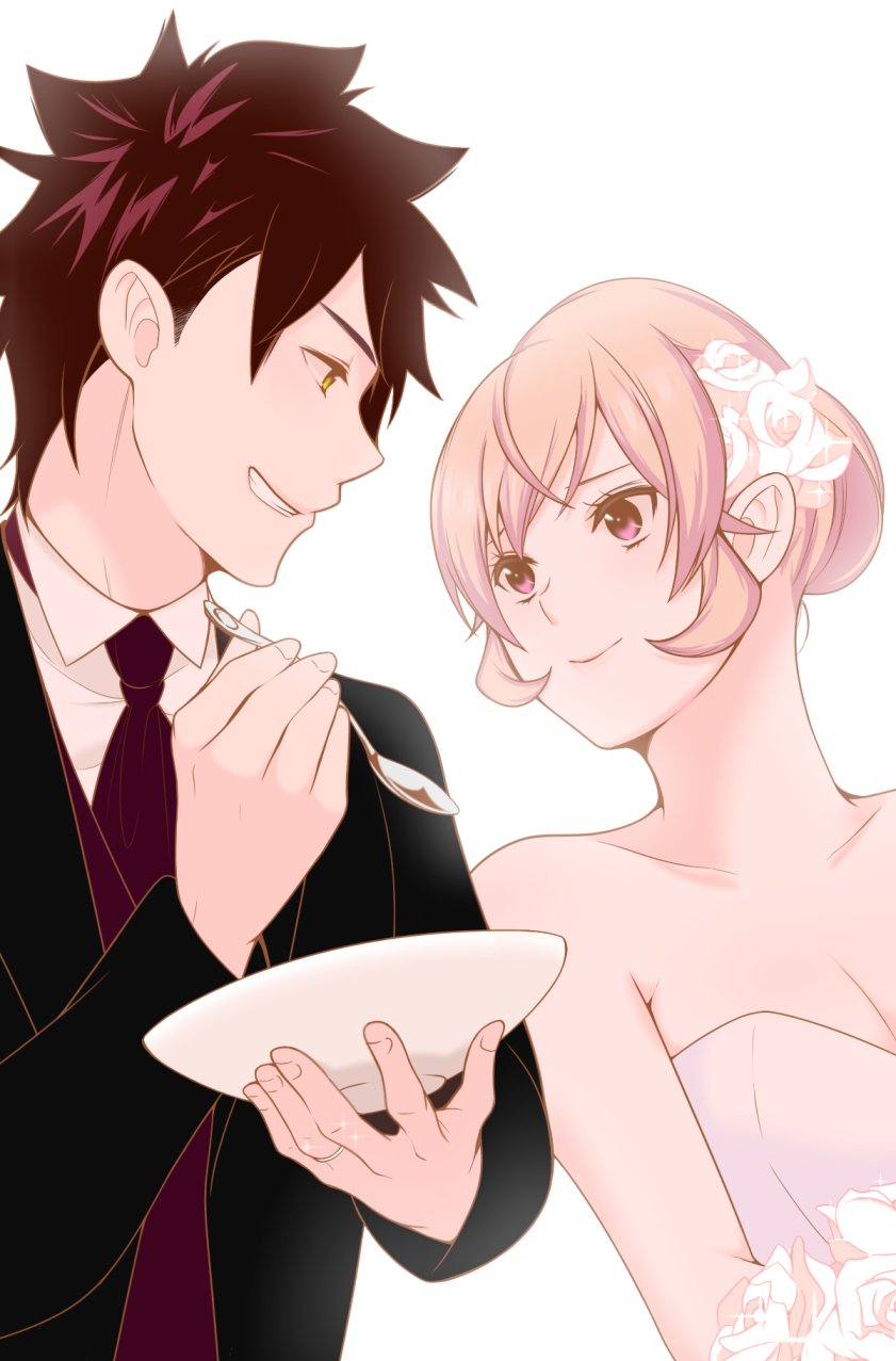 nakiri erina and yukihira souma (shokugeki no souma) drawn by s2kns1