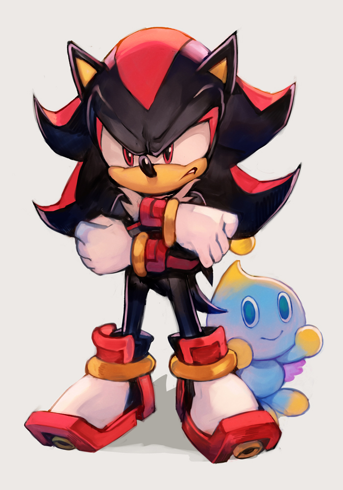 shadow the hedgehog and neutral chao (sonic) drawn by hungry_clicker
