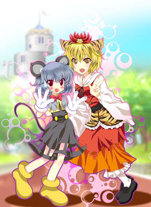 nazrin, toramaru shou, and mickey mouse (touhou and 3 more) drawn by masuyama_kei