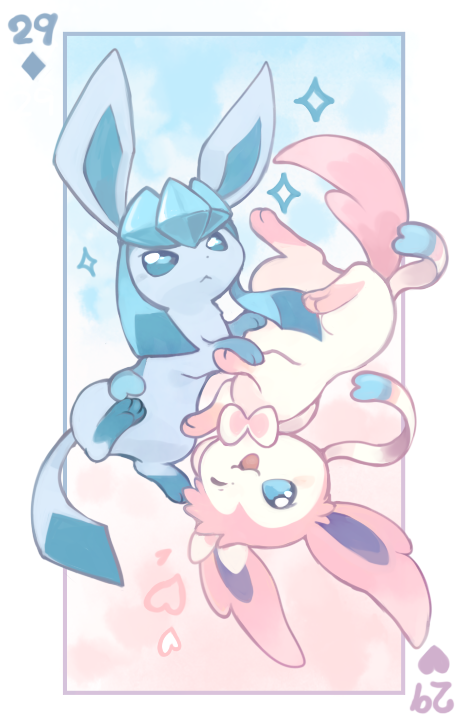 sylveon and glaceon (pokemon) drawn by konanbo