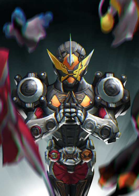 kamen rider geiz, musashi damashii, and ore damashii (kamen rider and 2 more) drawn by peihao_wang