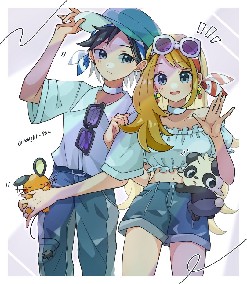 serena, calem, dedenne, and pancham (pokemon and 1 more) drawn by rain_(tonight_862)
