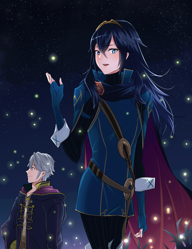 lucina and male robin (fire emblem and 1 more) drawn by ameno_(a_meno0)