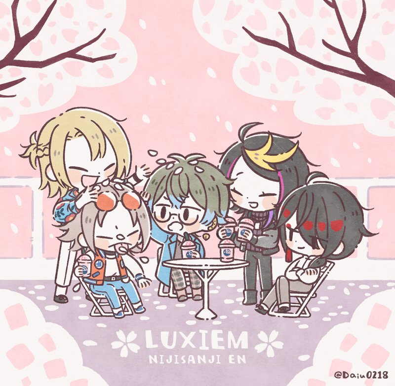 ike eveland, vox akuma, luca kaneshiro, mysta rias, and shu yamino (nijisanji and 1 more) drawn by daiu0218