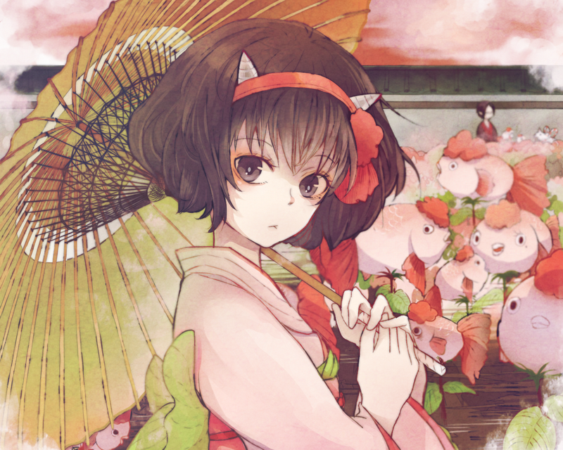hoozuki and peach maki (hoozuki no reitetsu) drawn by jyun1104