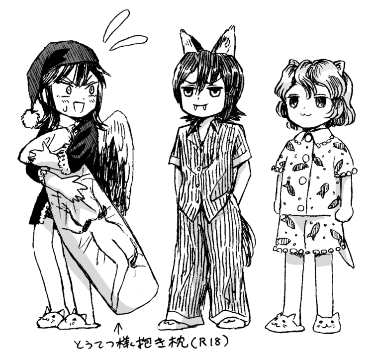 otter spirit, wolf spirit, and eagle spirit (touhou) drawn by houzuki_(hotondo)