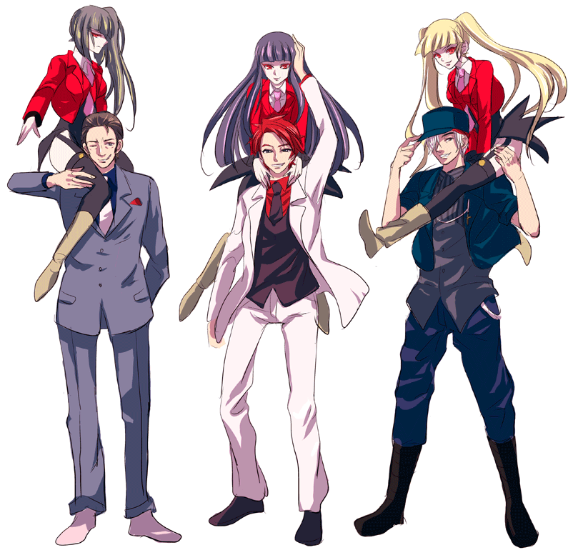 ushiromiya battler, lucifer, asmodeus, amakusa juuza, belphegor, and 1 more (umineko no naku koro ni) drawn by chen_yi