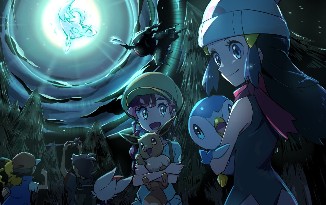 dawn and piplup (pokemon and 2 more) drawn by kumage_kaigan