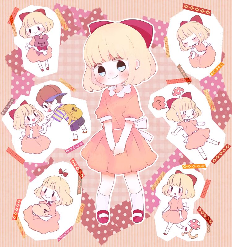 ness, paula, doseisan, ramblin' evil mushroom, and teddy bear (mother and 1 more) drawn by kohori