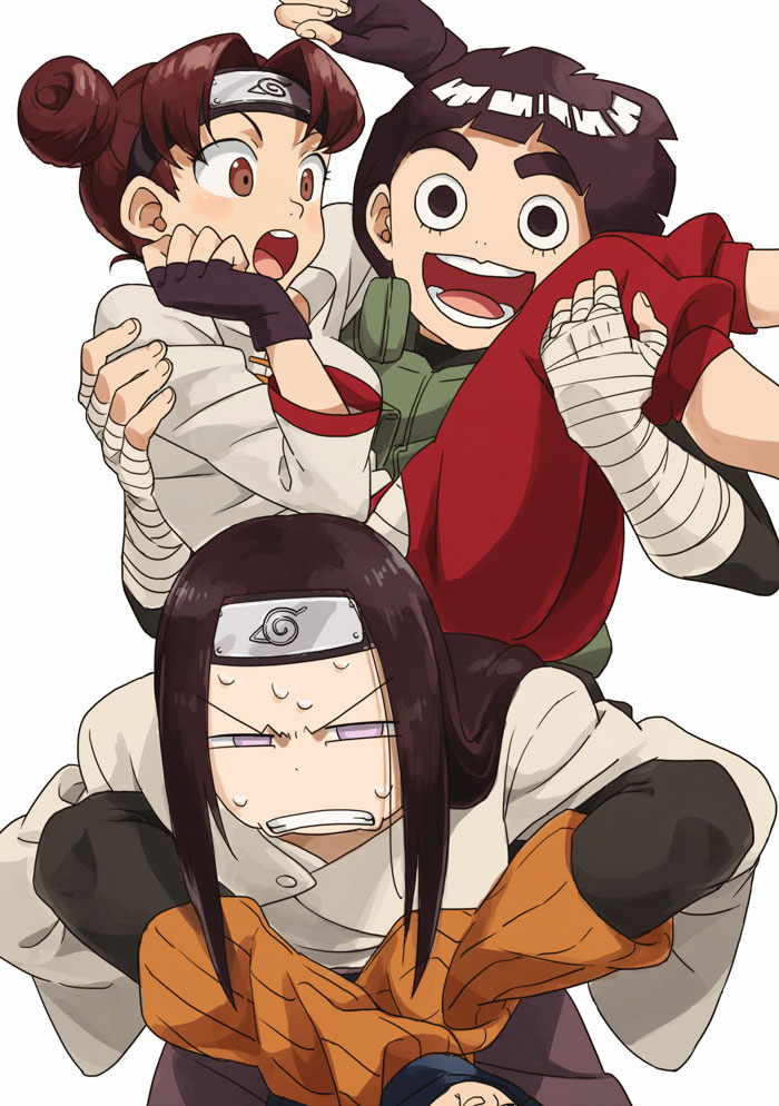 tenten, rock lee, and hyuuga neji (naruto and 1 more) drawn by corn_potako