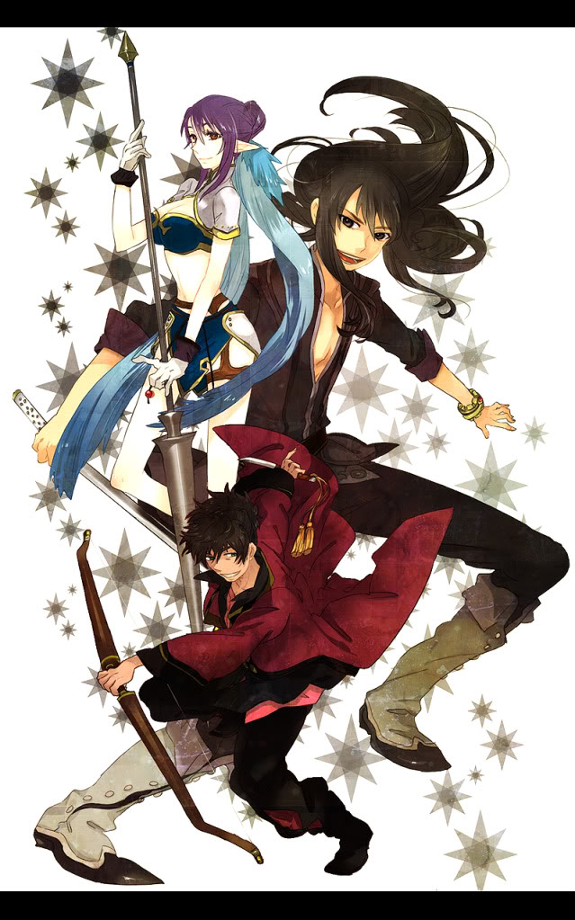 yuri lowell, judith, and raven (tales of and 1 more) drawn by kunimitsu_(9nimi2)