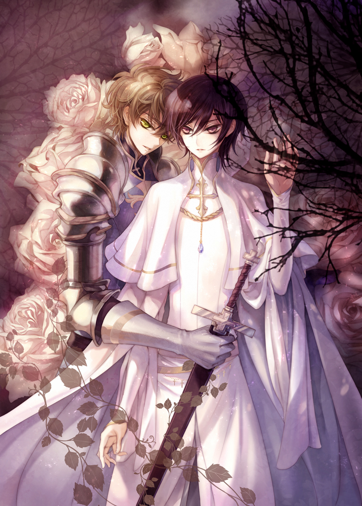 lelouch vi britannia and kururugi suzaku (code geass) drawn by fylus