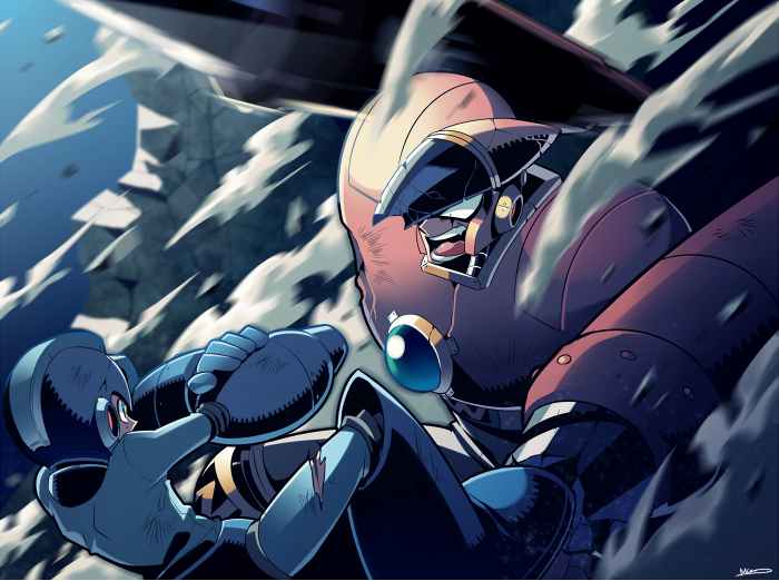 mega man and crash man (mega man and 2 more) drawn by mcnr