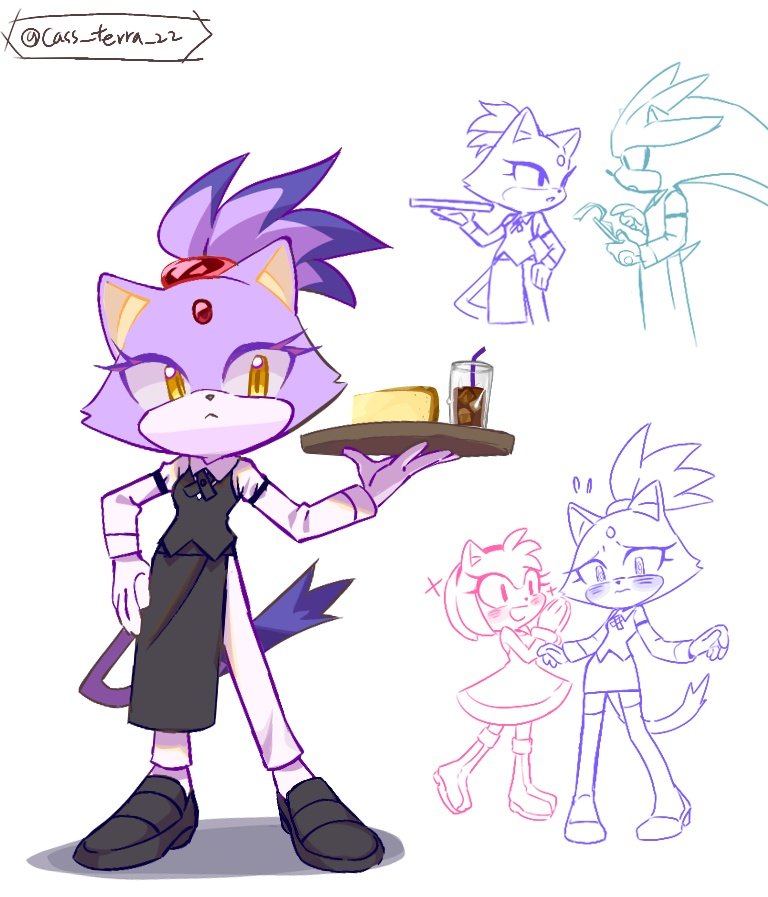amy rose, blaze the cat, and silver the hedgehog (sonic) drawn by cass_terra_22