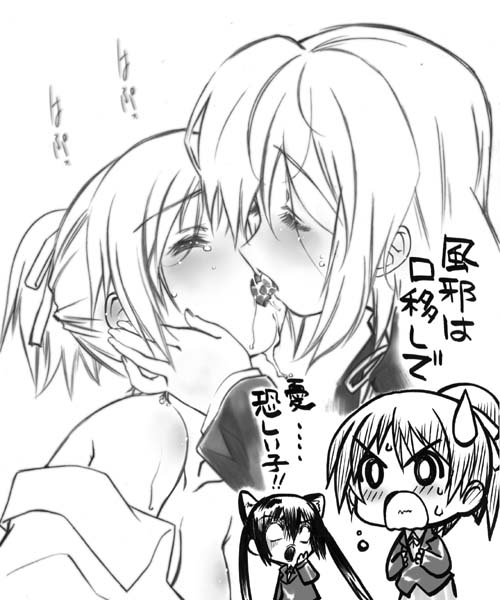 nakano azusa, hirasawa yui, and hirasawa ui (k-on!) drawn by senomoto_hisashi