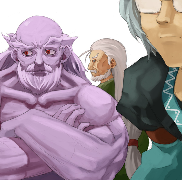morichika rinnosuke, unzan, and konpaku youki (touhou) drawn by tooku_nomura_(artist)