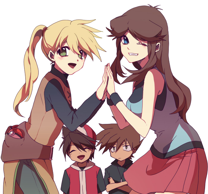 red, blue oak, green, and yellow (pokemon and 1 more) drawn by yui_ko
