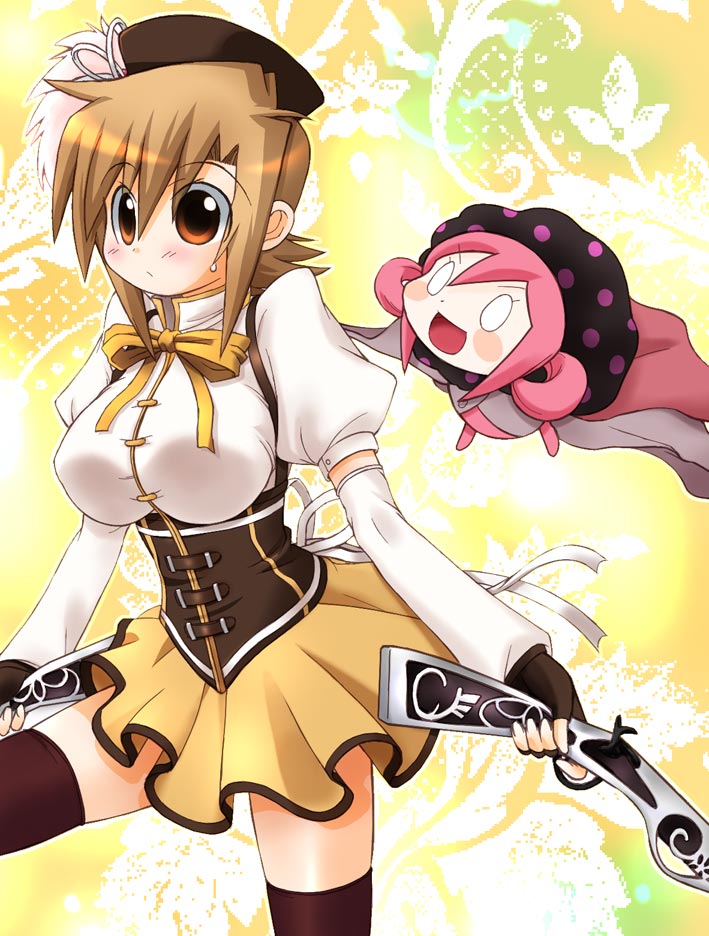 tomoe mami, charlotte, nozaki namiko, and noda miki (mahou shoujo madoka magica and 1 more) drawn by sugina_fujitaka