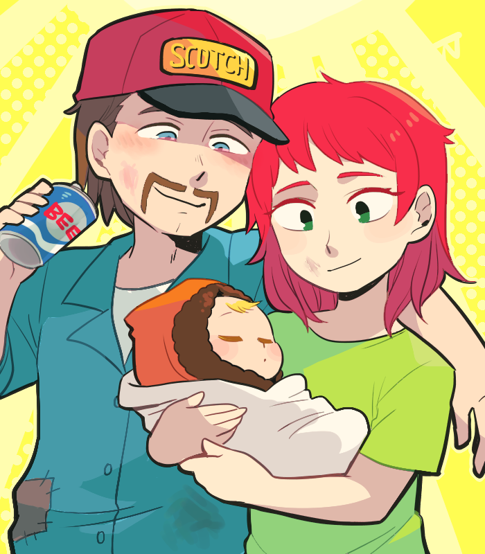 kenny mccormick, carol mccormick, and stuart mccormick (south park) drawn by tsunoji