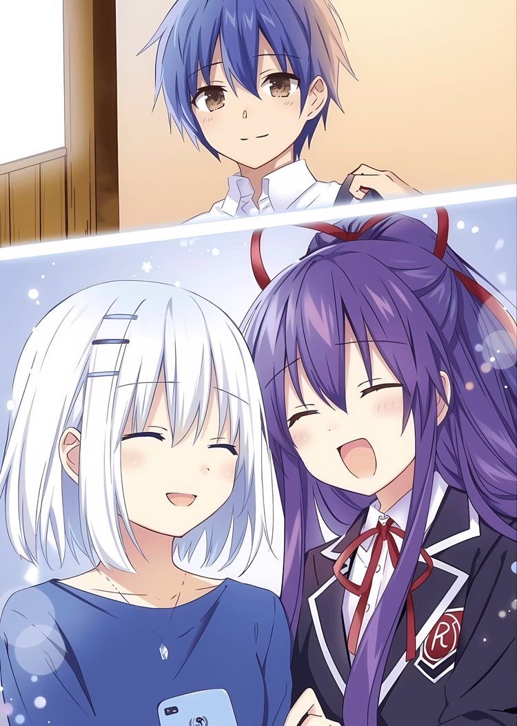 yatogami tohka, tobiichi origami, and itsuka shido (date a live) drawn by mhworld424