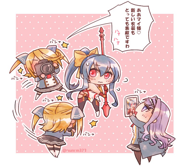 mai natsume, kajun faycott, and shiori kirihito (blazblue and 2 more) drawn by nunun
