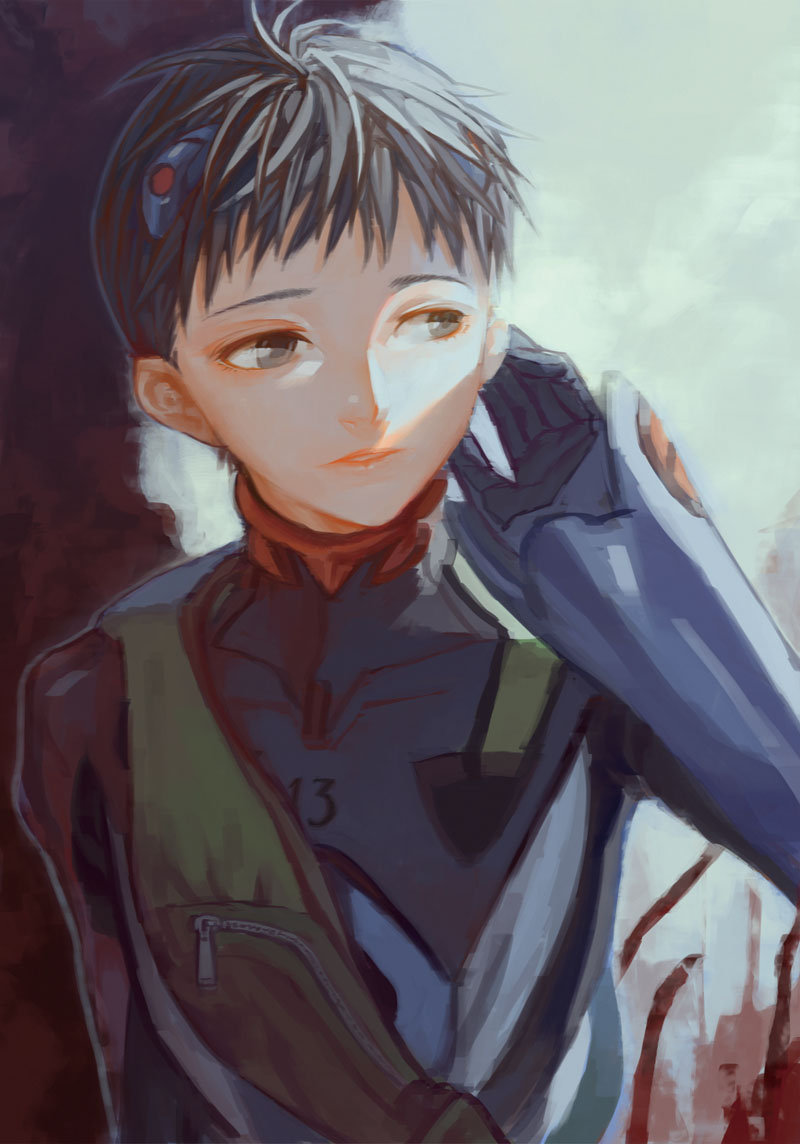 ikari shinji (neon genesis evangelion and 2 more) drawn by shaliva