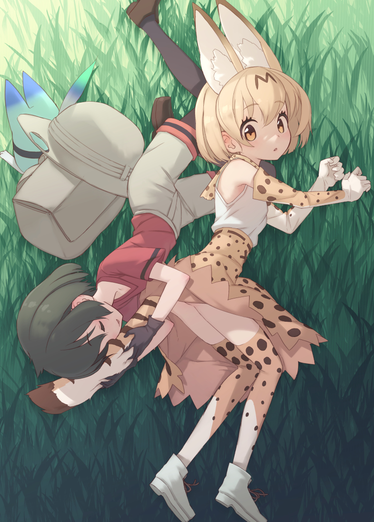serval, kaban, and lucky beast (kemono friends) drawn by yamadori_seika