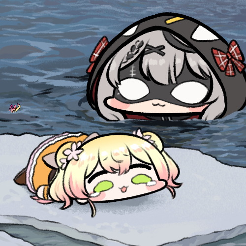 sakamata chloe and momosuzu nene (hololive) drawn by jazz_jack