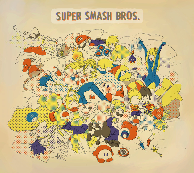 link, princess zelda, kirby, samus aran, mario, and 25 more (pokemon and 18 more) drawn by noah_(tettsui-sole)
