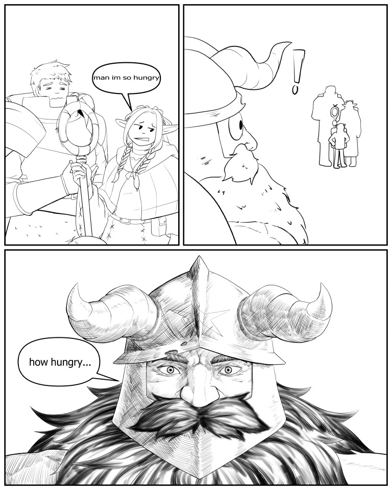 marcille donato, laios touden, senshi, and chilchuck tims (dungeon meshi) drawn by theshockwave48
