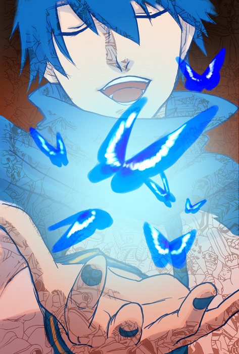 kaito (vocaloid and 2 more) drawn by mukuge