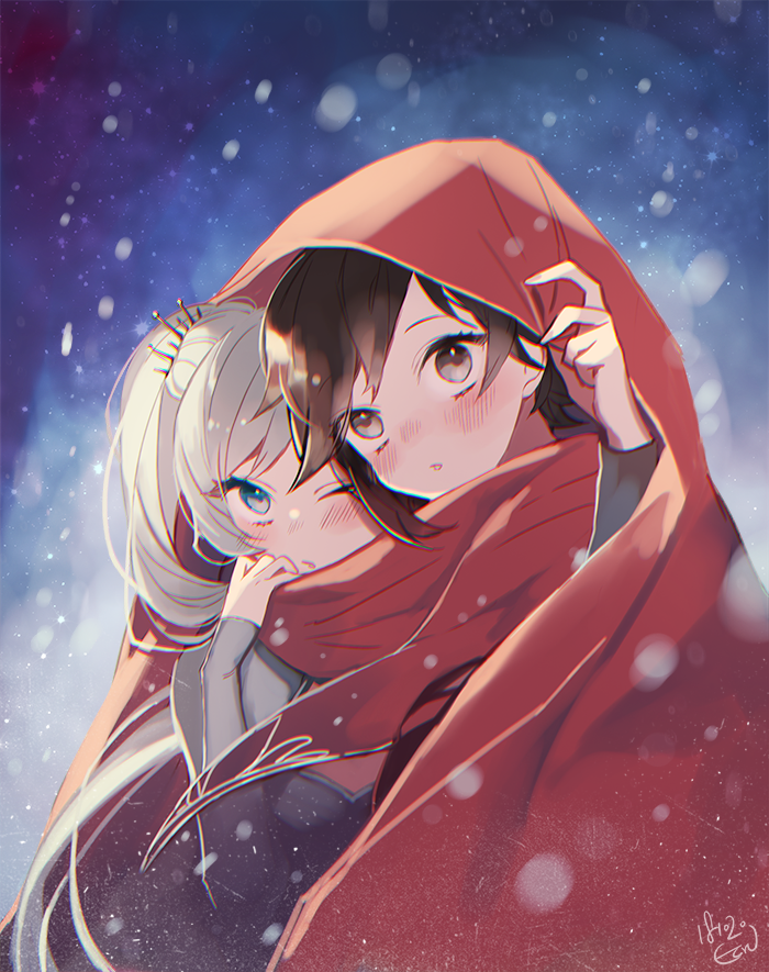ruby rose and weiss schnee (rwby) drawn by ecru