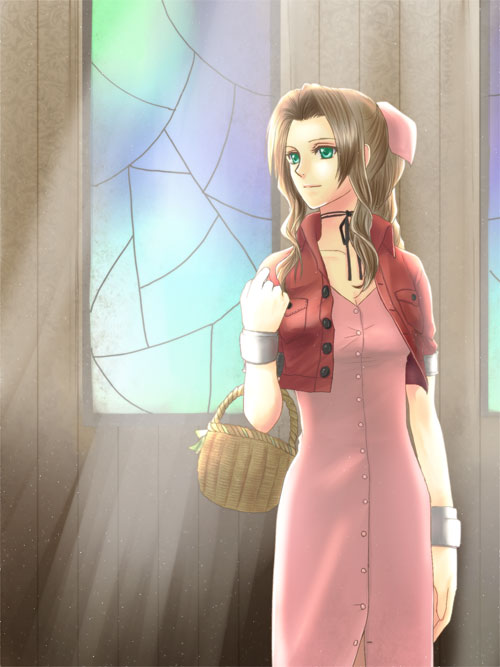 aerith gainsborough (final fantasy and 1 more) drawn by llmonakall