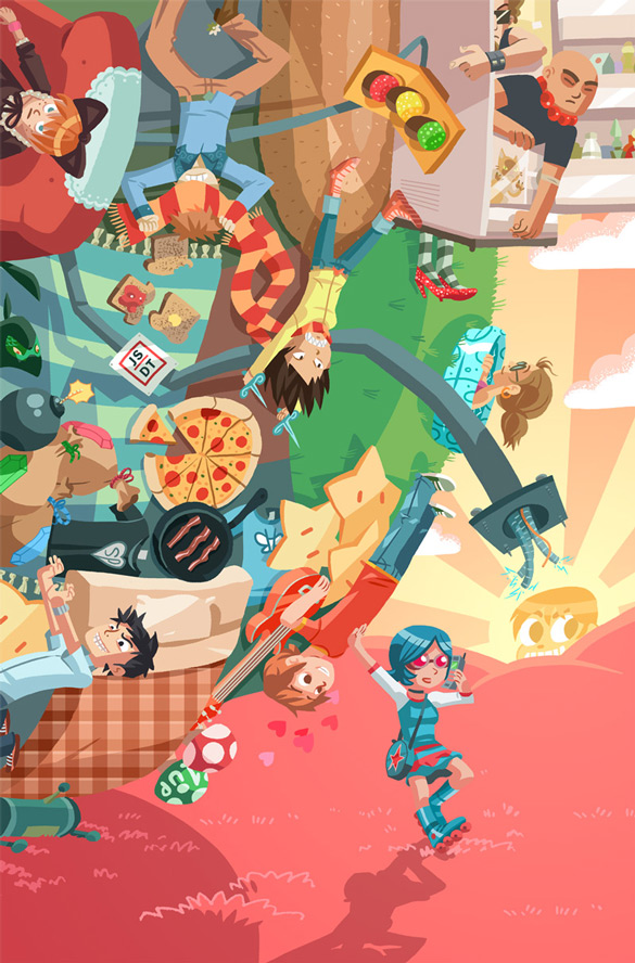 scott pilgrim, wallace wells, ramona flowers, kim pine, knives chau, and 4 more (mario and 4 more) drawn by dean_trippe and jemma_salume