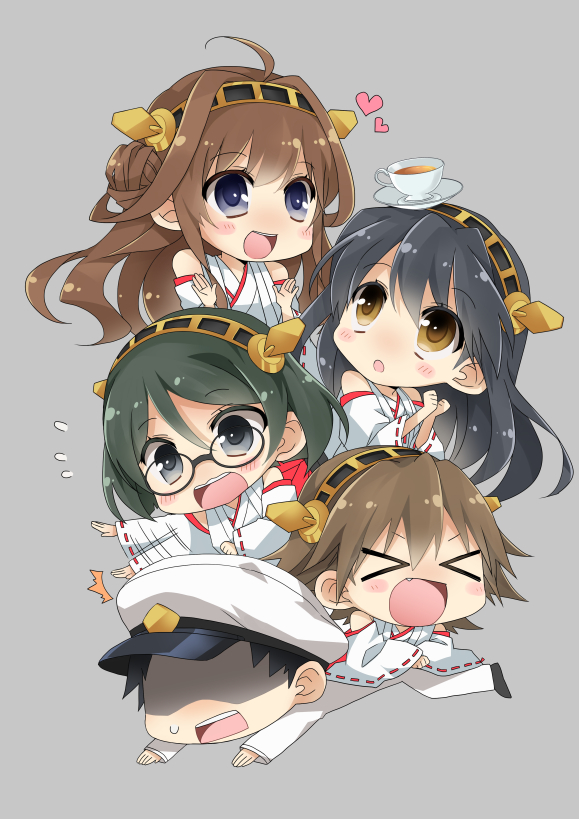 admiral, kongou, haruna, hiei, and kirishima (kantai collection) drawn by tamaoka_kagari