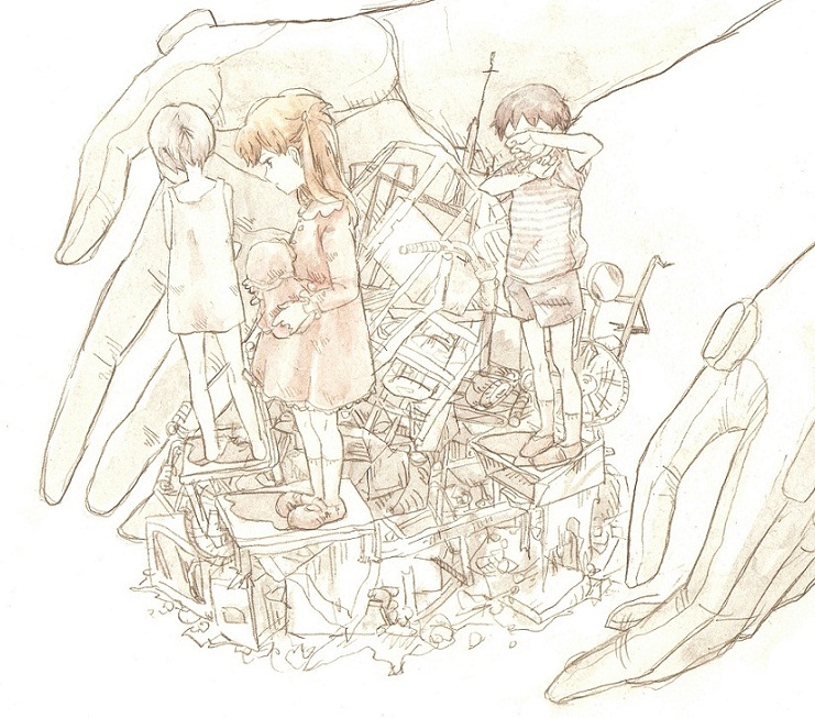 souryuu asuka langley, ayanami rei, and ikari shinji (neon genesis evangelion) drawn by skbell
